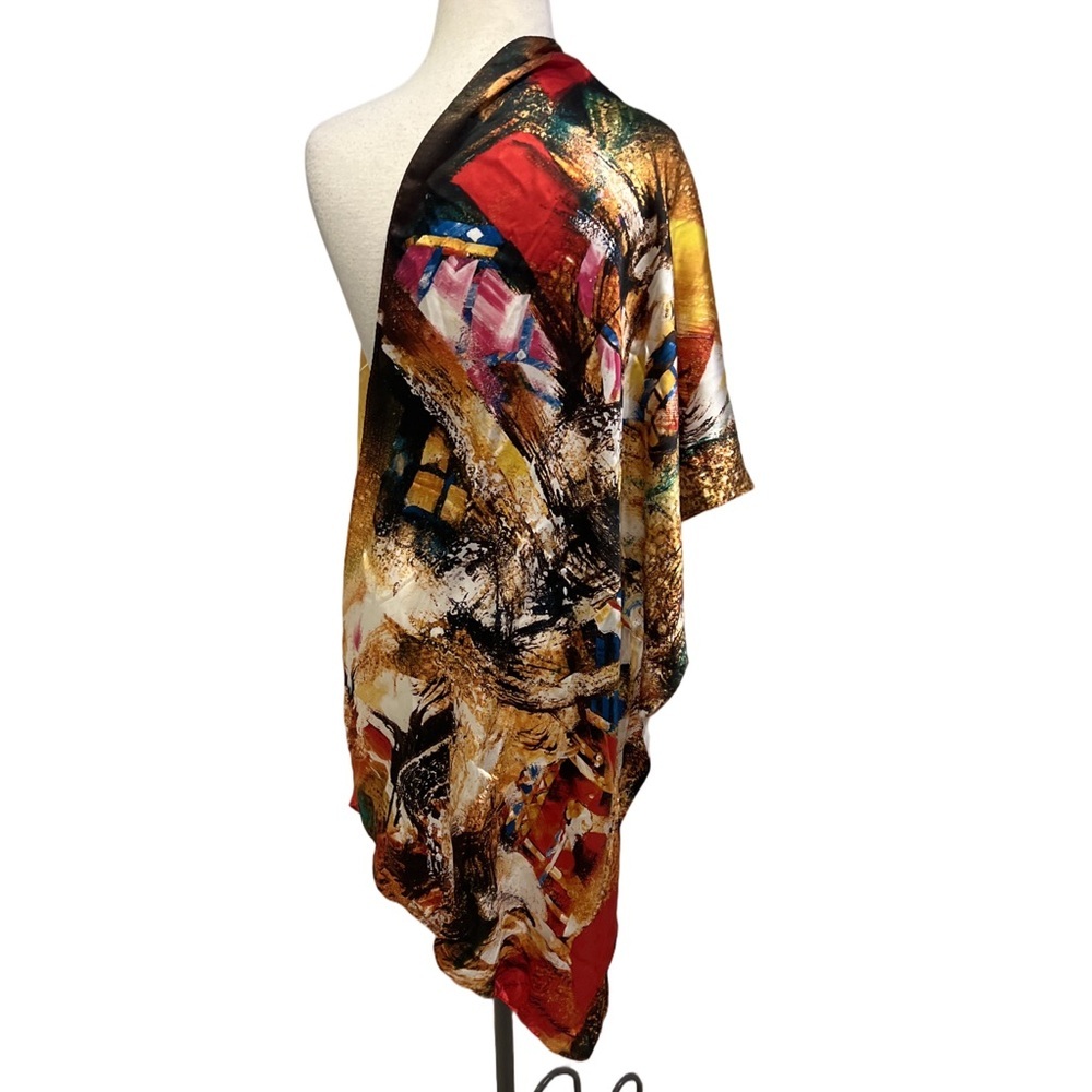 Silk PALACE Vibrant Multicolor 100% Silk scarf - Picture 2 of 8